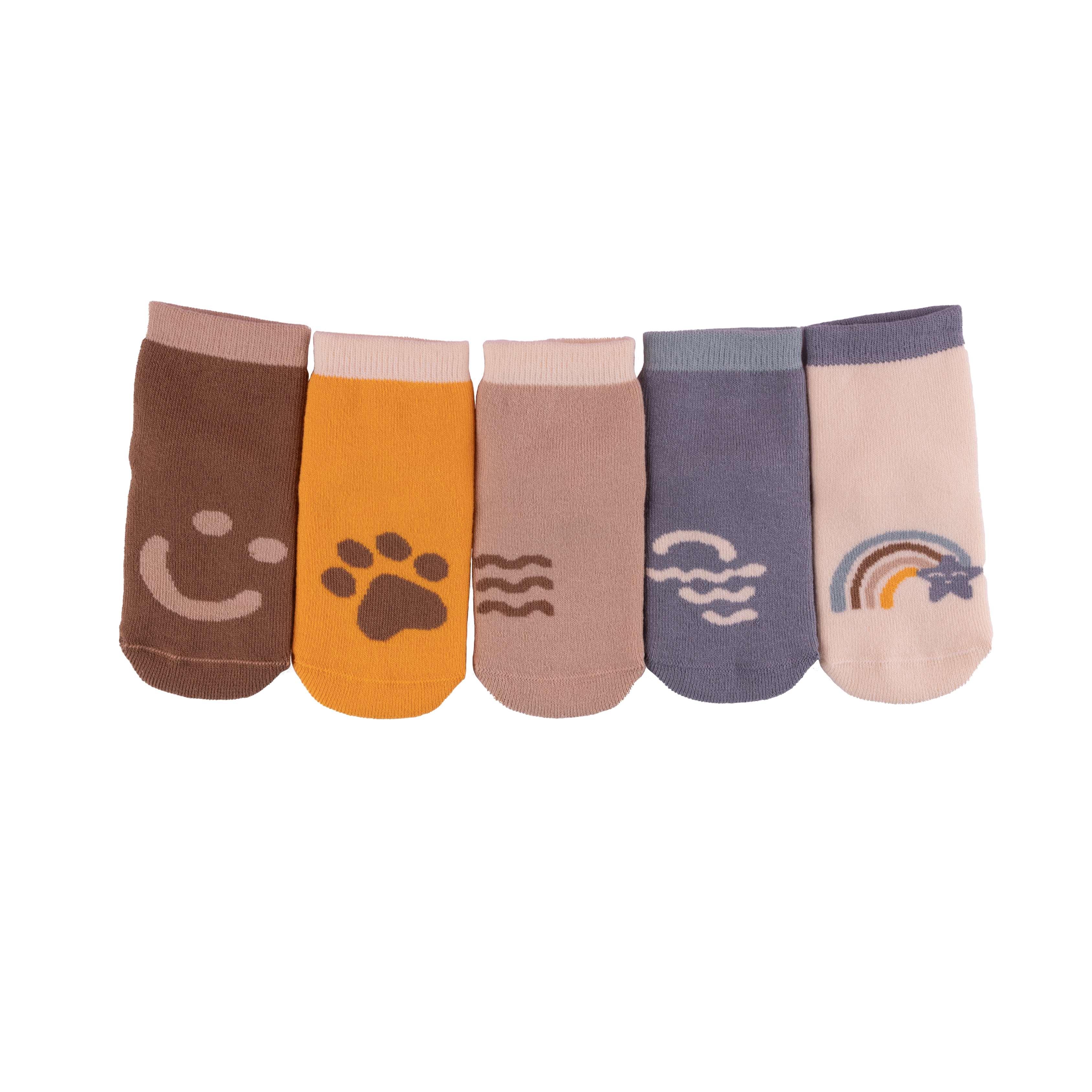 5’li Minik İzler Kaymaz Baskılı Havlu Soket Çorap