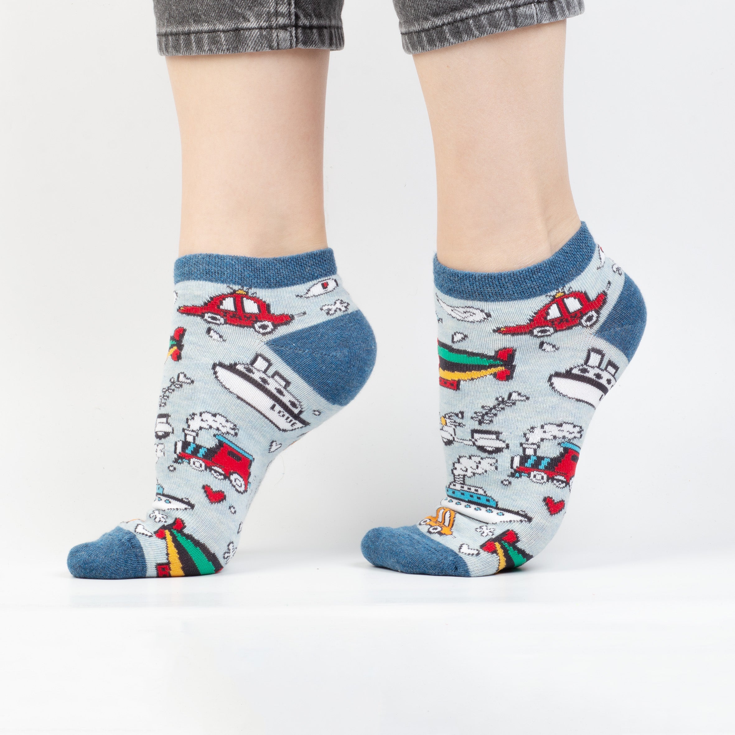 Robot-Koala-Araba Desenli Çorap