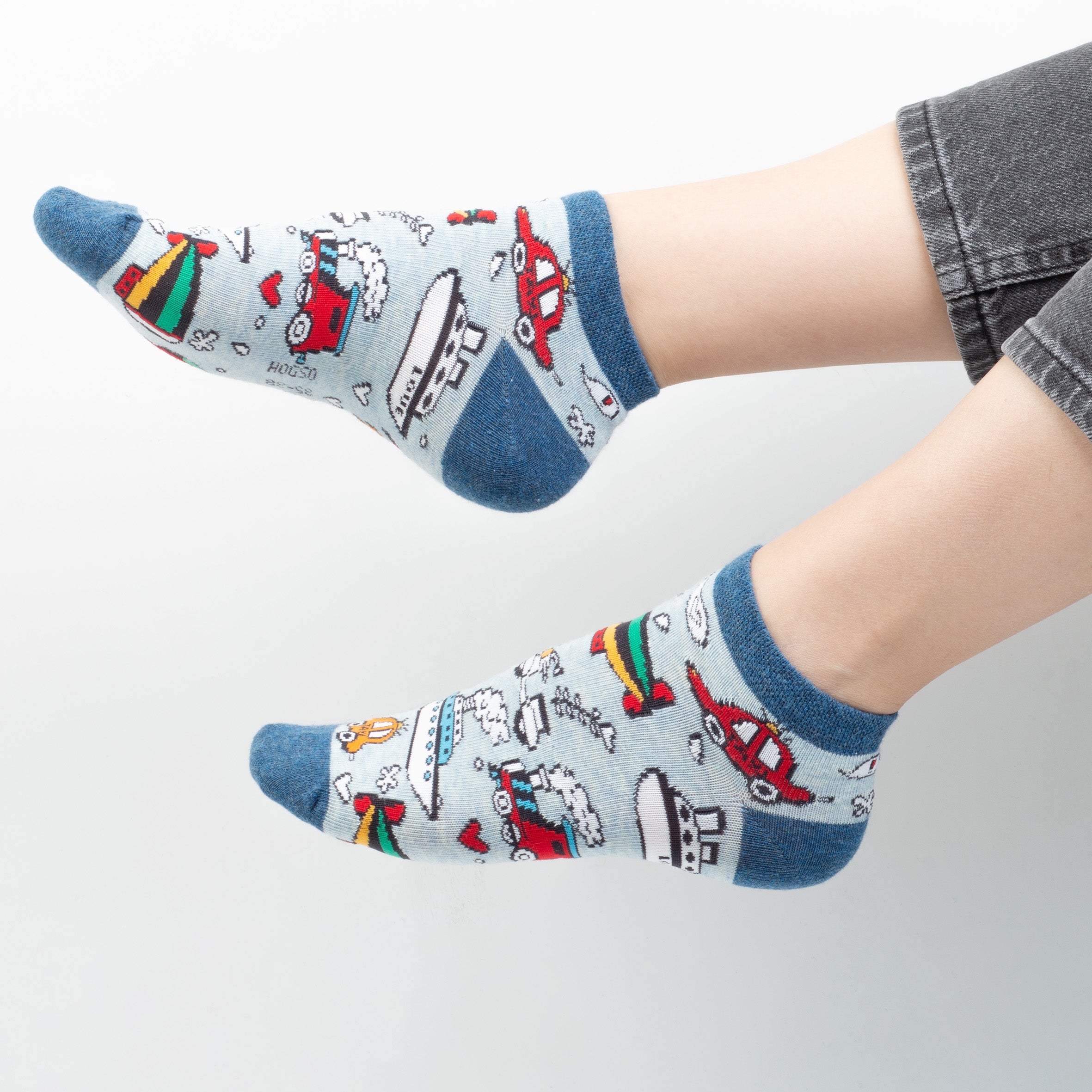 Robot-Koala-Araba Desenli Çorap