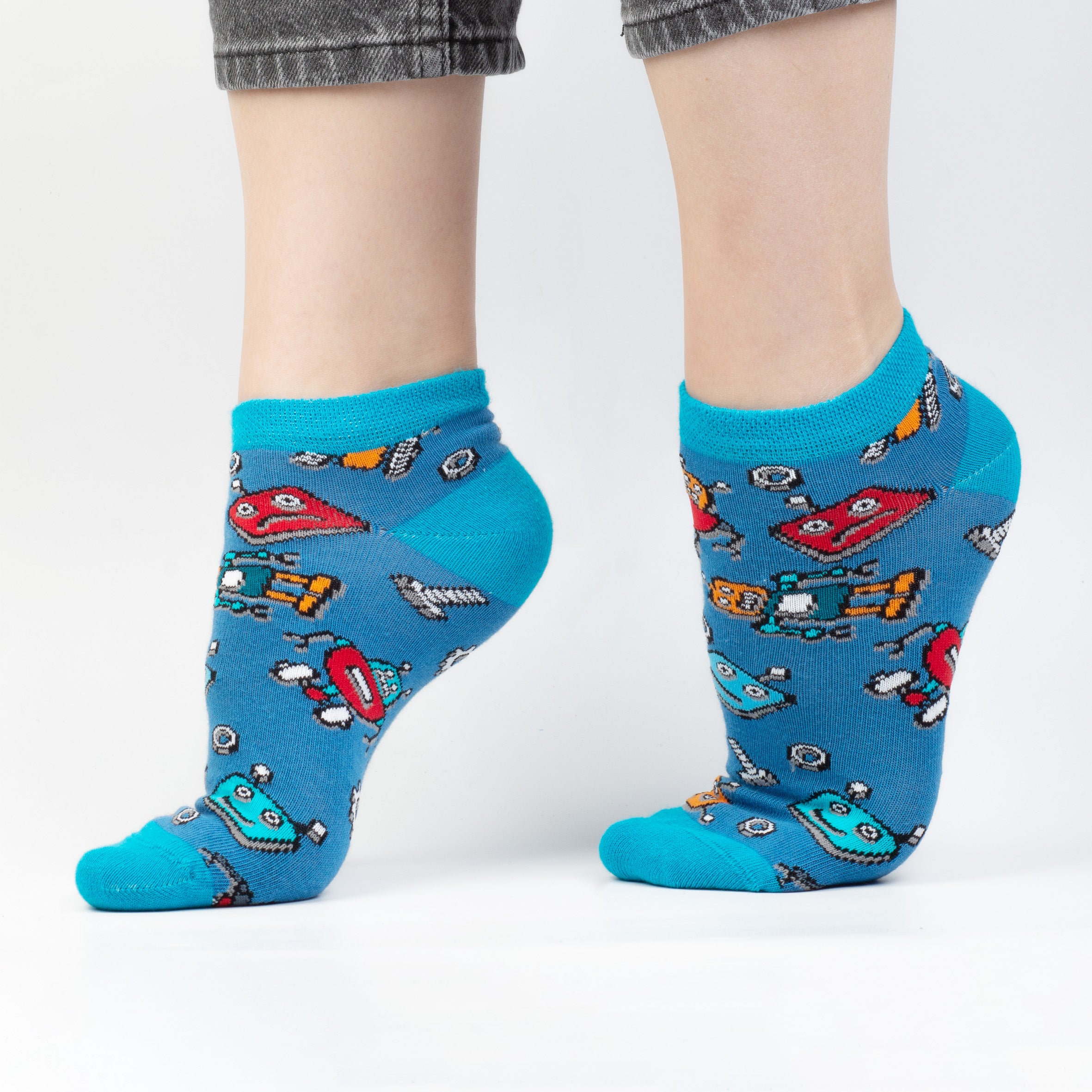 Robot-Koala-Araba Desenli Çorap