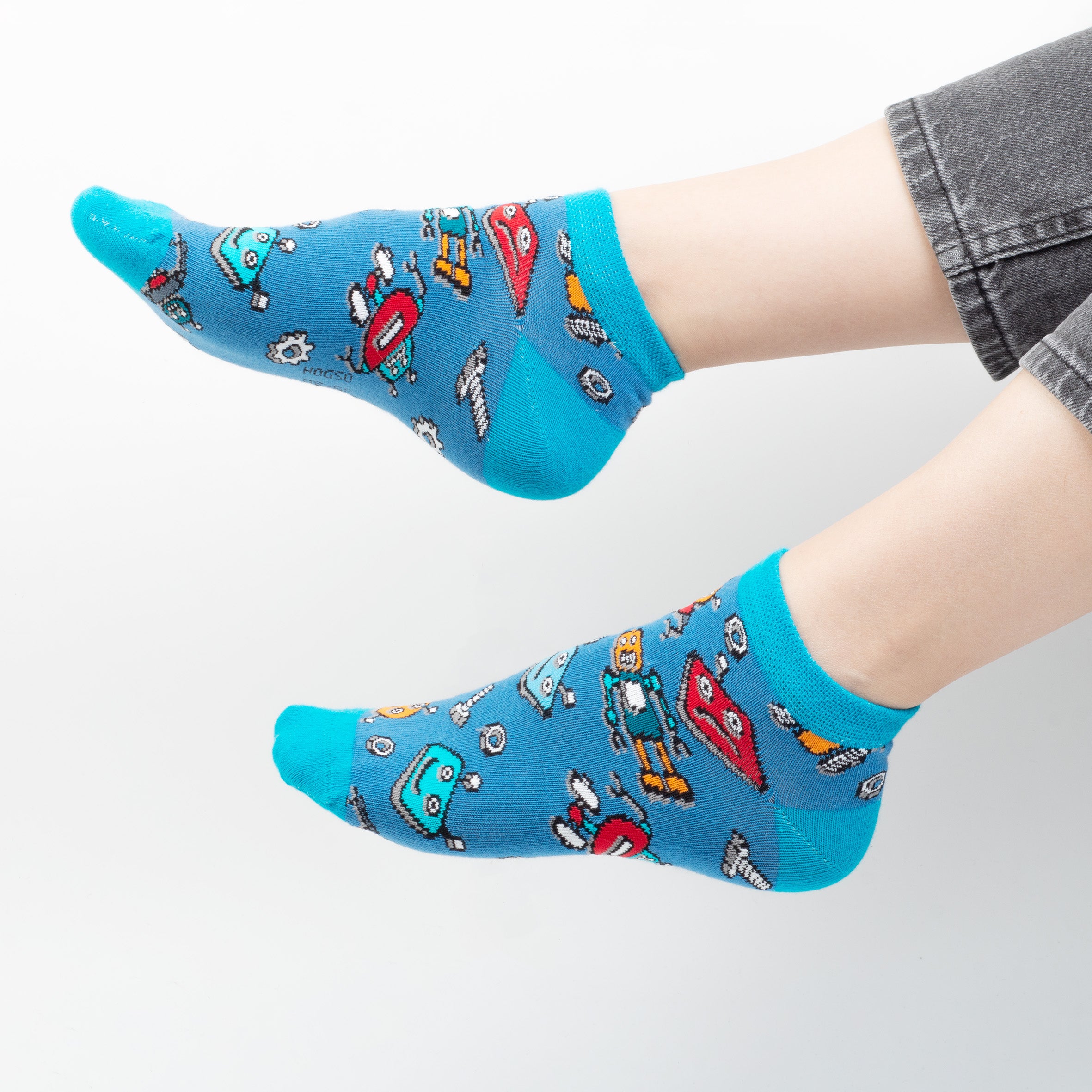 Robot-Koala-Araba Desenli Çorap