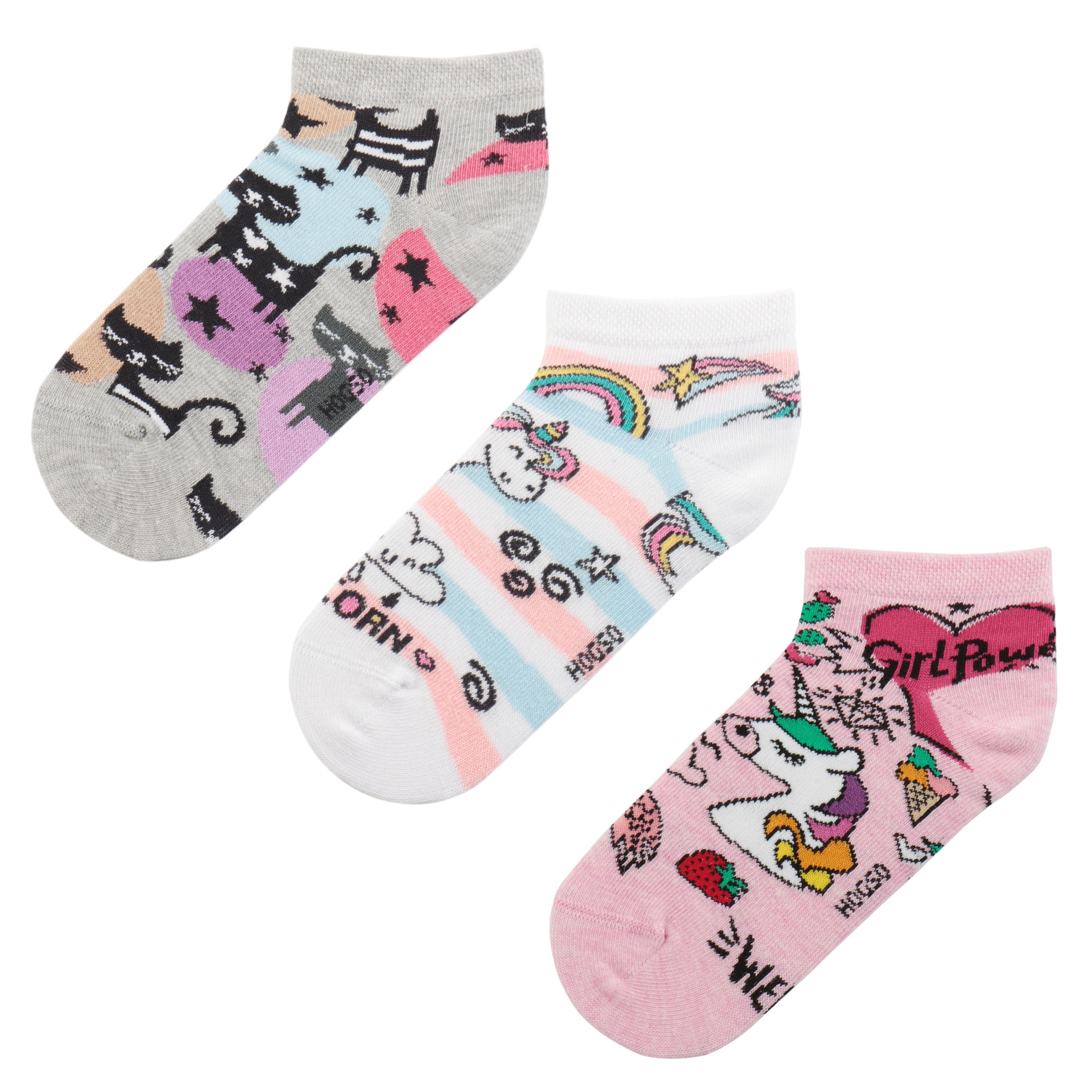 Unicorn-Kedi Desenli Çorap