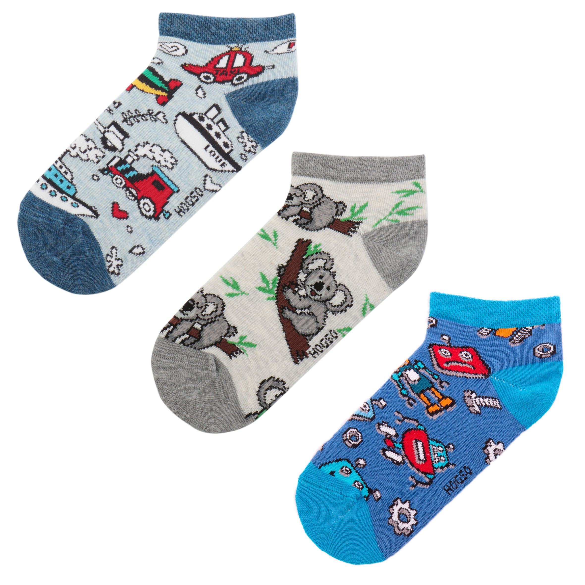 Robot-Koala-Araba Desenli Çorap