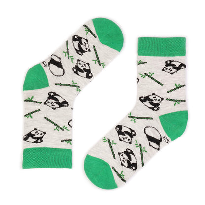 Yeşil Panda Desenli Çocuk Çorap