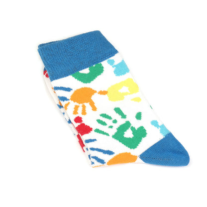 Mavi El Baskısı Desenli Çocuk Çorap