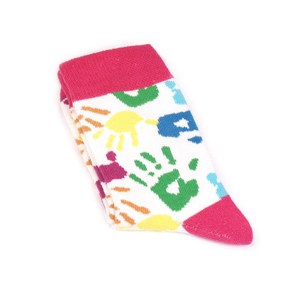 Pembe El Baskısı Desenli Çocuk Çorap