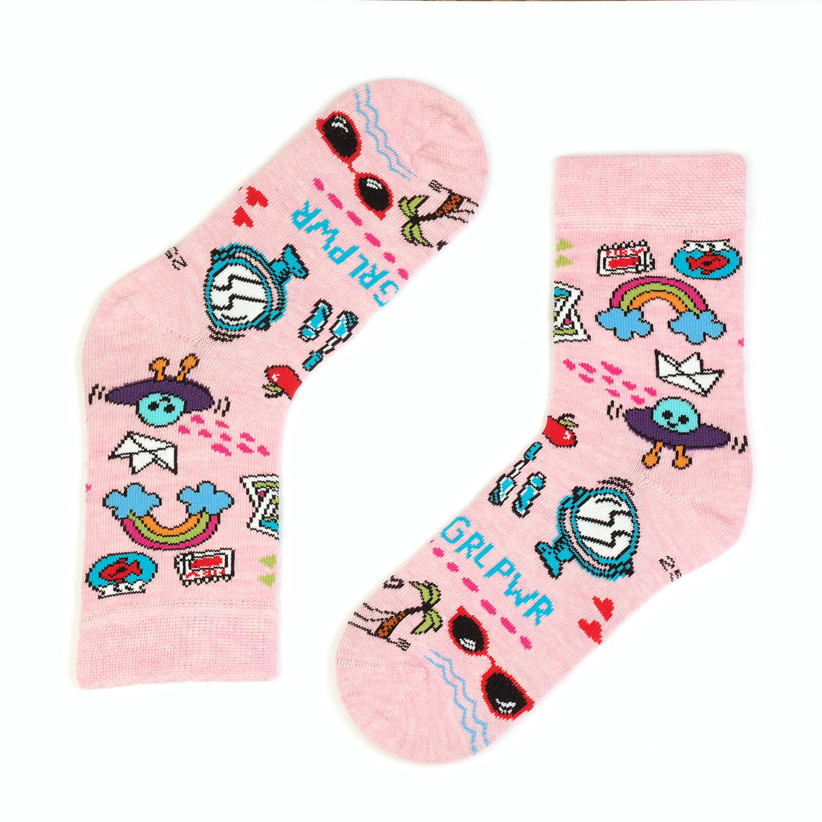 Kız Gücü-Çemberli-Fırça Desenli Çorap